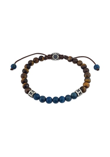 Apatit Ve Kaplan Gözü Taşlı Gümüş Erkek Bileklik (402739338)