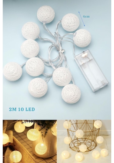 Technosmart 10 Led Pilli Dekoratif Top Işık Zinciri Sarı