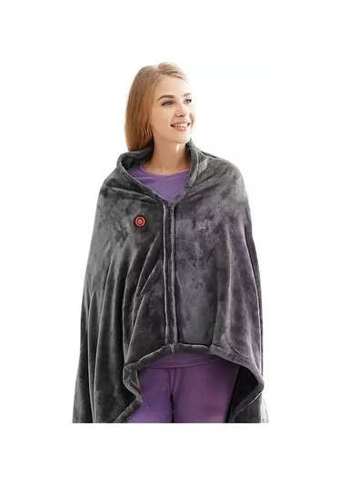 Trendooze Usb Şarj Isıtmalı Battaniye Kadife Isıtma Şal Gri Kr Gri