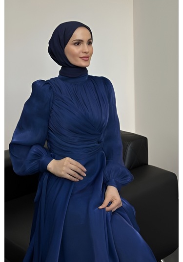 Kolu Bağlamalı Abiye Lacivert