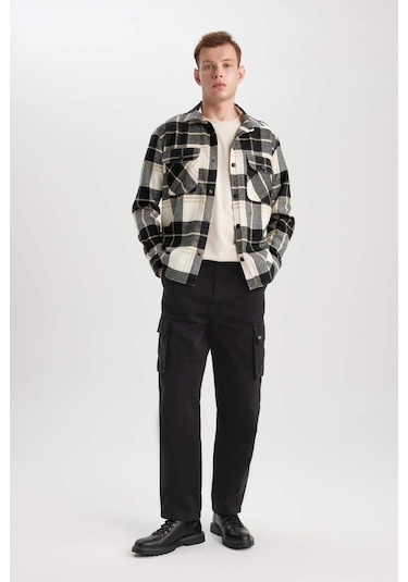 DeFacto Relax Fit Waffle Kareli Pamuklu Uzun Kollu Gömlek Z0639AZ24SPBG732