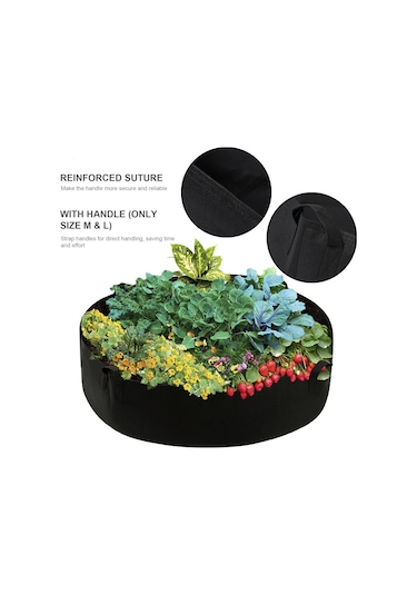 Neevoyu Mor Dairesel Bitki Yetiştirme Çanta, 70cmx30cm, Kollü, Isı Ve Nem Dengesi, İç/ Dış Mekan, Felt Materyal