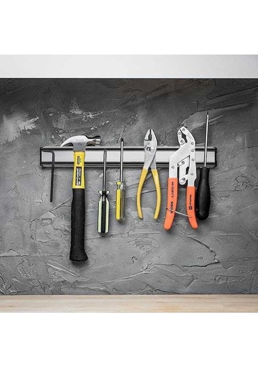 Novahub Manyetik Bıçak Tutucu Duvara Montaj, Güçlü Metal Standı, Mutfak Organizatörü, Beyaz-siyah, 36.5x4.5x1.9cm, Mutfak Aksesuarları Diğer