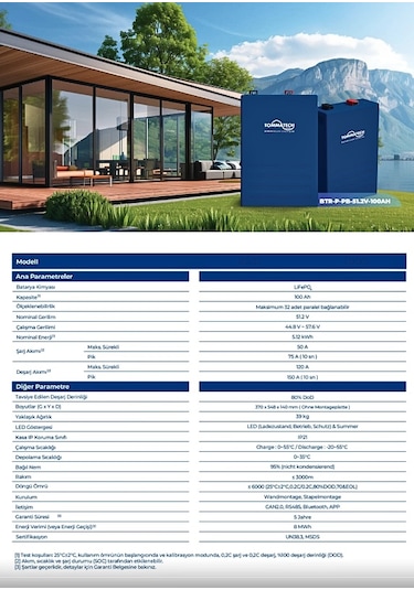 Tommatech 51.2v 100ah Lifepo4 Lfp Lityum Batarya