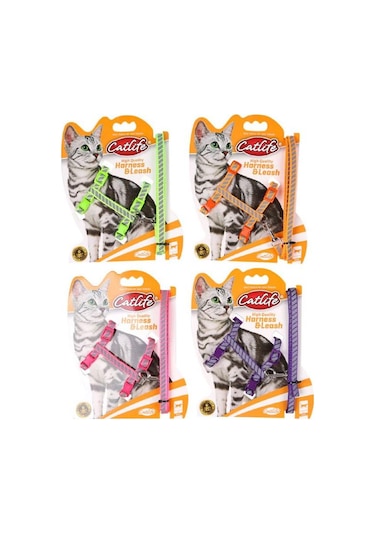 Catlife Gece Parlayan Fosforlu Gezdirme Kedi Göğüs Tasması Seti Pembe 110 CM