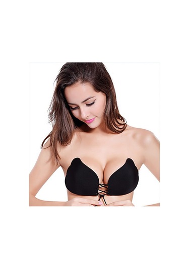 Yeni İnci 8001 Önden Bağcıklı Sıkıştırma Yapışkan Sütyen siyah