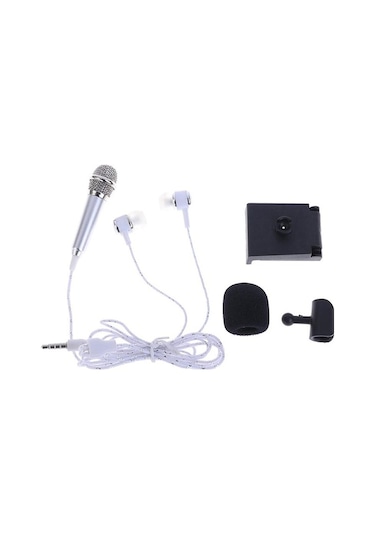 Novahub 3.5mm Stereo Stüdyo Mikrofonu Ktv Karaoke Mini Mikrofon, Kulaklıklı / Stand Montajlı - Rose Red