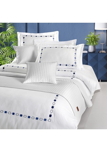 Pasioni Saten Elegante Lacivert Nakışlı Çift Kişilik Nevresim Takımı Lacivert