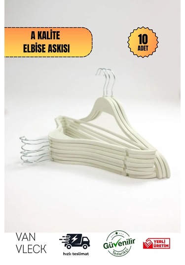 10'lu Siyah, Beyaz, Kahve Plastik Askı Seti Dayanıklı Kıyafet Askıları, Ev Ve Ofis Kullanımı İçin Beyaz