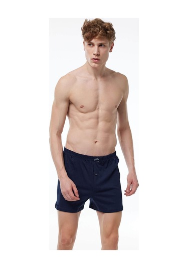 Malabadi 024 2'li Paket Erkek Geniş Kalıp %100 Pamuk Boxer Lacivert