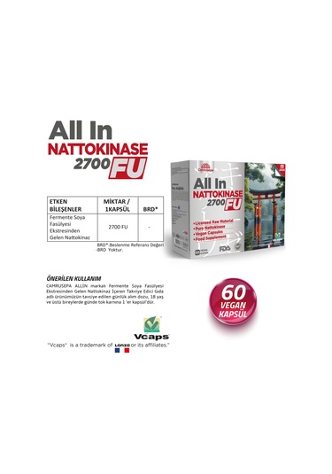 Camrusepa All In Nattokinaz 2700 Fu 60 Kapsül