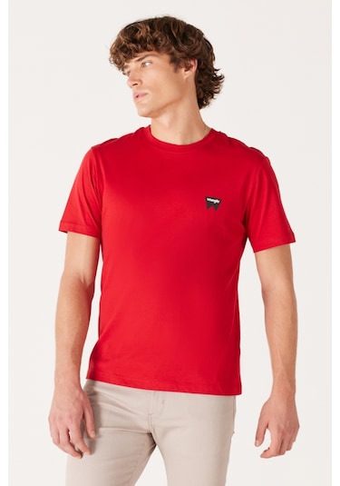 Regular Fit Normal Kesim Bisiklet Yaka Kırmızı Tişört W70Md33Uu Kırmızı