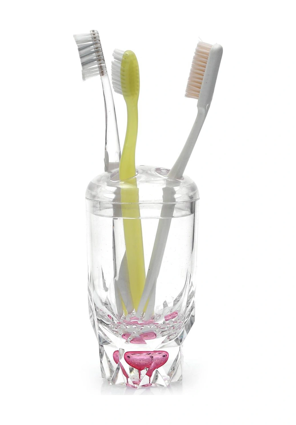 2 Adet Diş Fırçalık Kristal Damlalı Akrilik 7x7x14cm Banyo Seti Çok Renkli