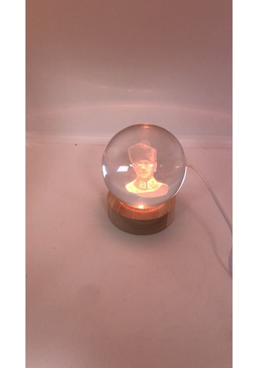 Lebron Dekoratif Atatürk Tasarım Ahşap 7 Renk Işıklı Cam Küre