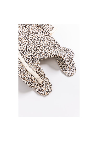 Leopar Desenli 2'Li Uzun Kollu Kız Bebek Tulum Takım 001