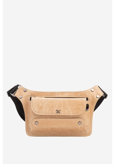 Dericlub Joymax Unisex Bodybag Çanta Gerçek Deri Bej