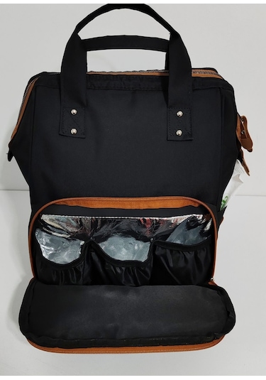 Bebek Bakım Çantası Organizatör Fonksiyonel Anne Bebek Bakım Sırt Çantası Taba Siyah Siyah - Taba