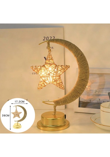 Suofeng Demir Çelik Yıldız Desenli Led Dekoratif Gece Lambası - Usb/pil Beslemeli Isı Işık, Ev Dekoru Hediyelik Altın
