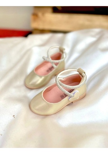 Stella Butik Kız Çocuk Bilekten Bağlamalı Cırtlı Babet Sarı