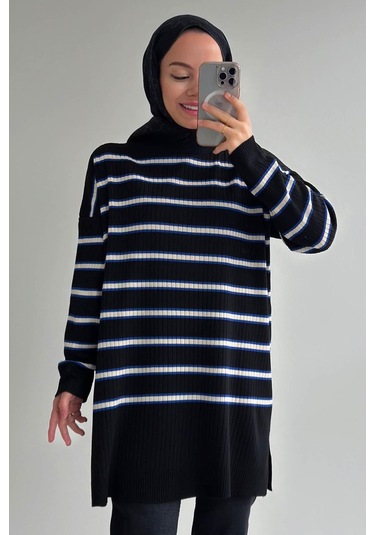 Lady Triko Tunik - Siyah/saks Siyah