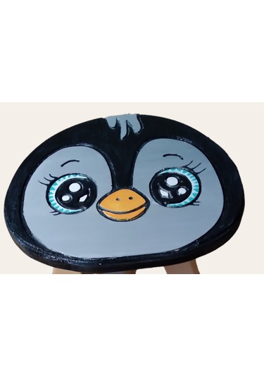 Pingu Ahşap El Yapımı Çocuk Taburesi