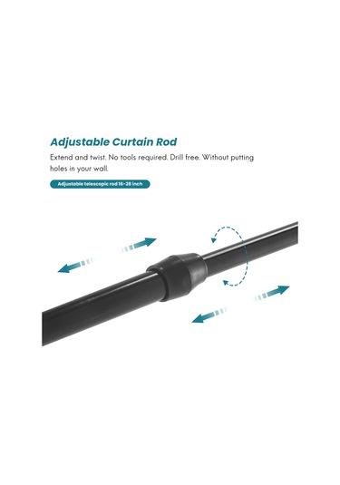 Adet Yaylı Perde Çubukları 16 İla 28 İnç Gerilim Çubuğu Yaylı Perde Çubuğu Siyah