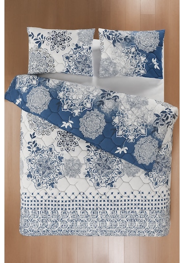 Sardinia Çift Kişilik Kapitone Dolgulu Pike 4 Mevsim Petek Dsn Yastık Kılıfı Dahil 200x230cm Mavi