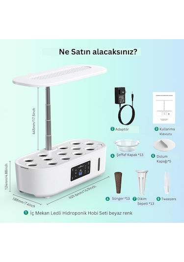 İç Mekan Ledli Hidroponik Hobi Seti Beyaz Renk