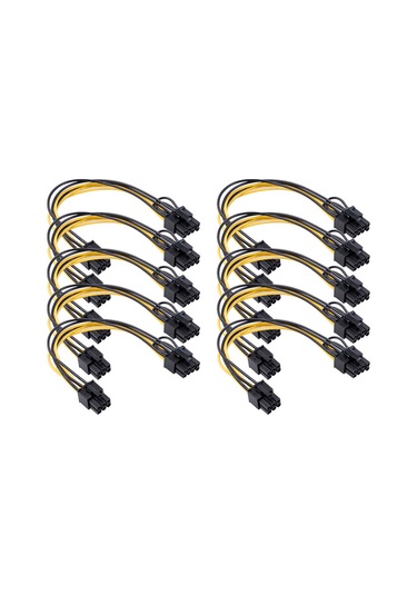 Geeksen 20cm Bakır Teli 6pin Dişi'den 8pin Dişi'ne Grafik Kart Adaptör Kablosu - 5557 Slaytlı Güç Kablosu