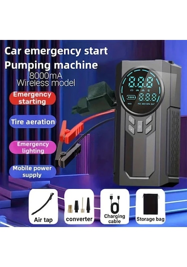 4 Ü 1 Arada Lastik Şişirici Akü Takviyesi Powerbank Led Işık 5250