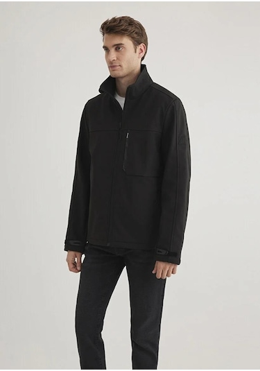 Mavi Dik Yaka Siyah Ceket 0110339-900 Siyah