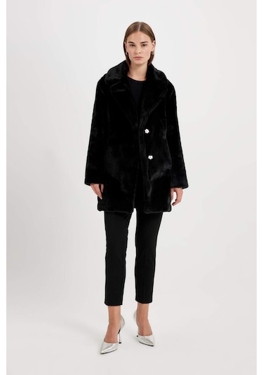 DeFacto Uzun Pelüş Kaban Oversize Geniş Kalıp Çıtçıt Kapamalı Cepli A4650AX24WNBK27 Siyah DeFacto Uzun Pelüş Kaban Oversize Geniş Kalıp Çıtçıt Kapamalı Cepli A4650AX24WNBK27 Siyah