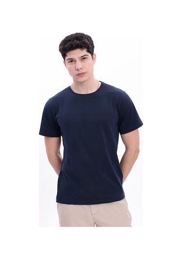Freemen Erkek/unisex Bisiklet Yaka Basic Tişört %100 Pamuk Lacivert