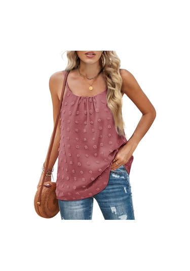 Pembe Yaz Kadın Kaşkorse Yular Yuvarlak Yaka Ponpon Kolsuz Ayarlanabilir Kaşkorse Kadın Fanila