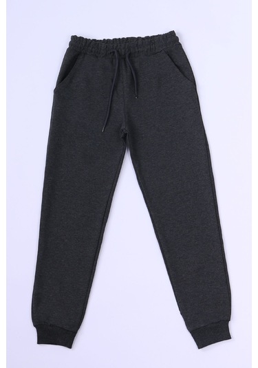 Çocuk Unisex Okul Eşofman Altı Ribanalı C8 Koyu Gri