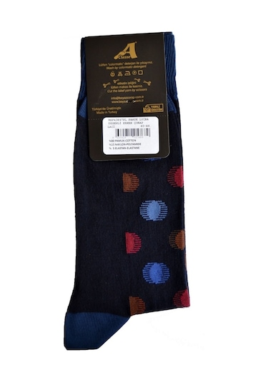 A Classe Kayan Puantiye Desenli Lacivert Erkek Çorap Lacivert