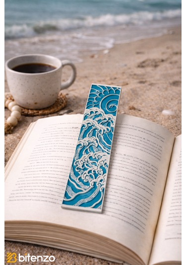 Mavi Dalgalar Desenli Kitap Ayracı