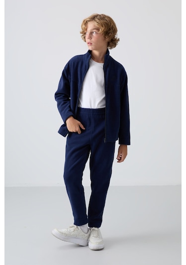 Tommy Life Lacivert Kalın Yumuşak Dokulu Standart Fit Nakışlı Polar Erkek Çocuk Sweatshirt - 11223 Lacivert