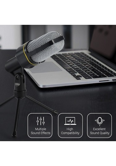 Profesyonel Sf-920 Kardiyoid Kondenser Mikrofon, Bilgisayar Uyumlu, Tripod Ve 3.5mm Bağlantı İle Kayıt Ve Ses Kalitesi.