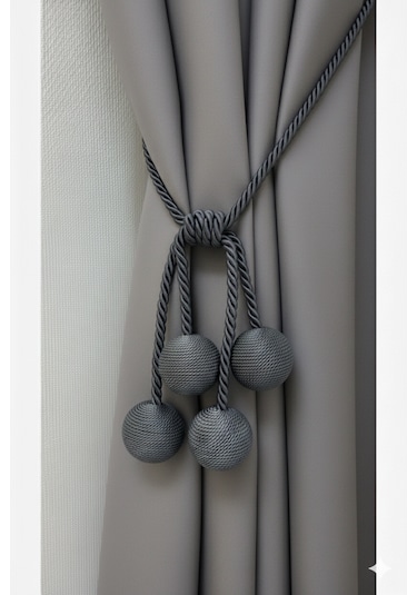 Modern Sarım 4 Toplu Braçol Kornişe Takmatik Ipli Tavan Perde Aksesuarı Antrasit