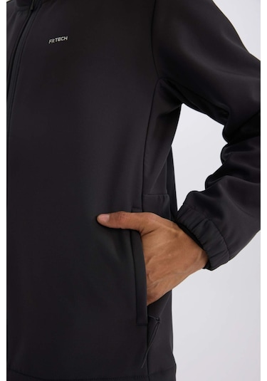 DeFactoFit Su İtici Regular Fit Kapüşonlu Fermuarlı Softshell Mont D6178AX25SPAR220