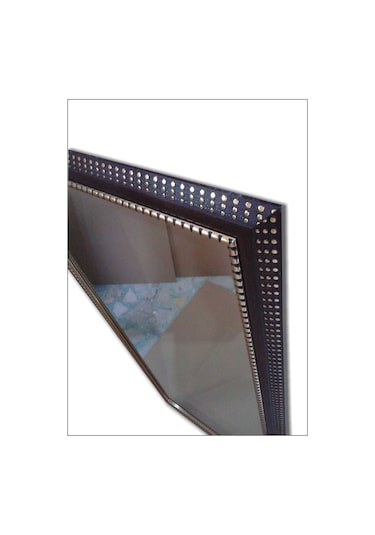 110X55Cm Ahşap Çerçeveli Yaldızlı Kahverengi Cam Boy Aynası Ahşap