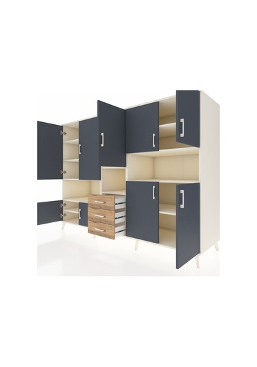 Kronos Dolap 13 Raflı 3 Çekmeceli 9 Kapaklı 220x59x163 Aytaşı-ant Aytaşı-antrasit/çam