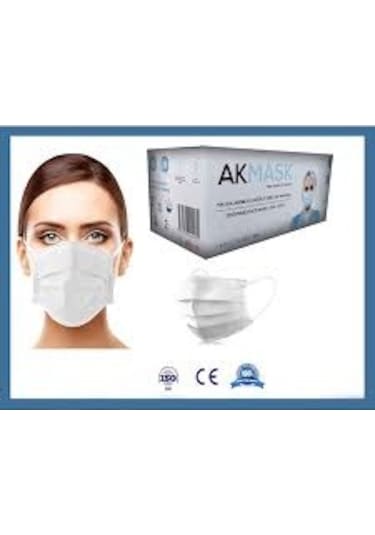 Ak Mask Tek Kullanımlık 3 Katlı Telli Cerrahi Maske 50 Adet