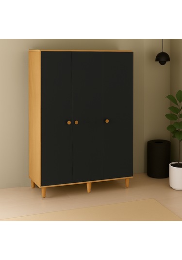 3 Kapılı, 2 Çekmeceli Gardırop, Elbise Dolabı, Çocuk Odası Dolabı Antrasit - Safirmeşe 3 Kapılı, 2 Çekmeceli Gardırop, Elbise Dolabı, Çocuk Odası Dolabı Antrasit - Safirmeşe