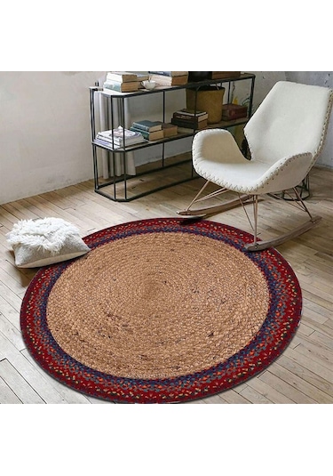 Jüt Yuvarlak Hasır Halı Yolluk Salon Oda Mutfak Halısı Ks-1035