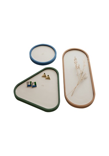 Sones Masaüstü Sığ Depolama Tepsisi Çeşitli Eşya Tepsisi Mücevher Sergileme Tepsisi, Üçgen Yeşil Lotus