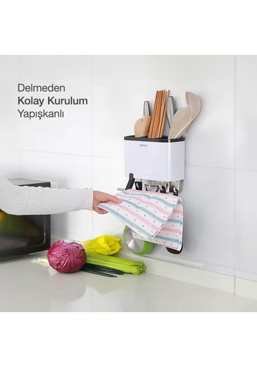Ecoco Duvara Yapışkanlı Çatal Kaşık Bıçak Mutfak Düzenleyici
