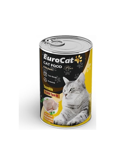 Euro Cat Tavuklu Parça Etli Yetişkin Konserve Kedi Maması 400 G