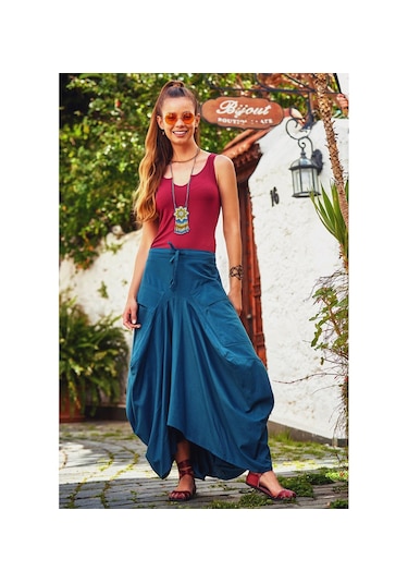 Beli Bağcıklı Cep Detaylı Şalvar Uzun Etek 001